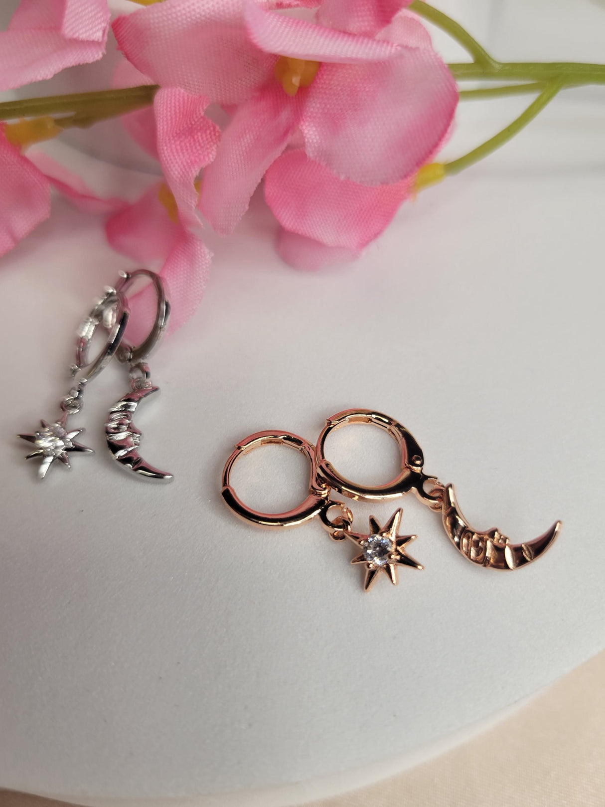 Star and Moon Earrings - Handcrafted Mismatched Drop Earrings – Trendy Jewelry Gift