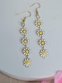 White Daisy Flower Earrings Gold Plated Boho Style Floral Jewelry for Women Bridesmaid Gift
