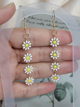 White Daisy Flower Earrings Gold Plated Boho Style Floral Jewelry for Women Bridesmaid Gift