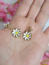 Daysi White Flower Drop Earrings in Simple Design, Casual or Formal Wear