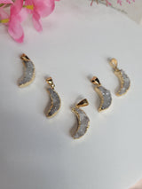 Gold Electroplated Druzy Crescent Moon Pendant – Raw Crystal Boho Witchy Charm