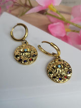 Rainbow Evil Eye Hoops-Stylish Safeguard Earrings for Protection- Spiritual Defense