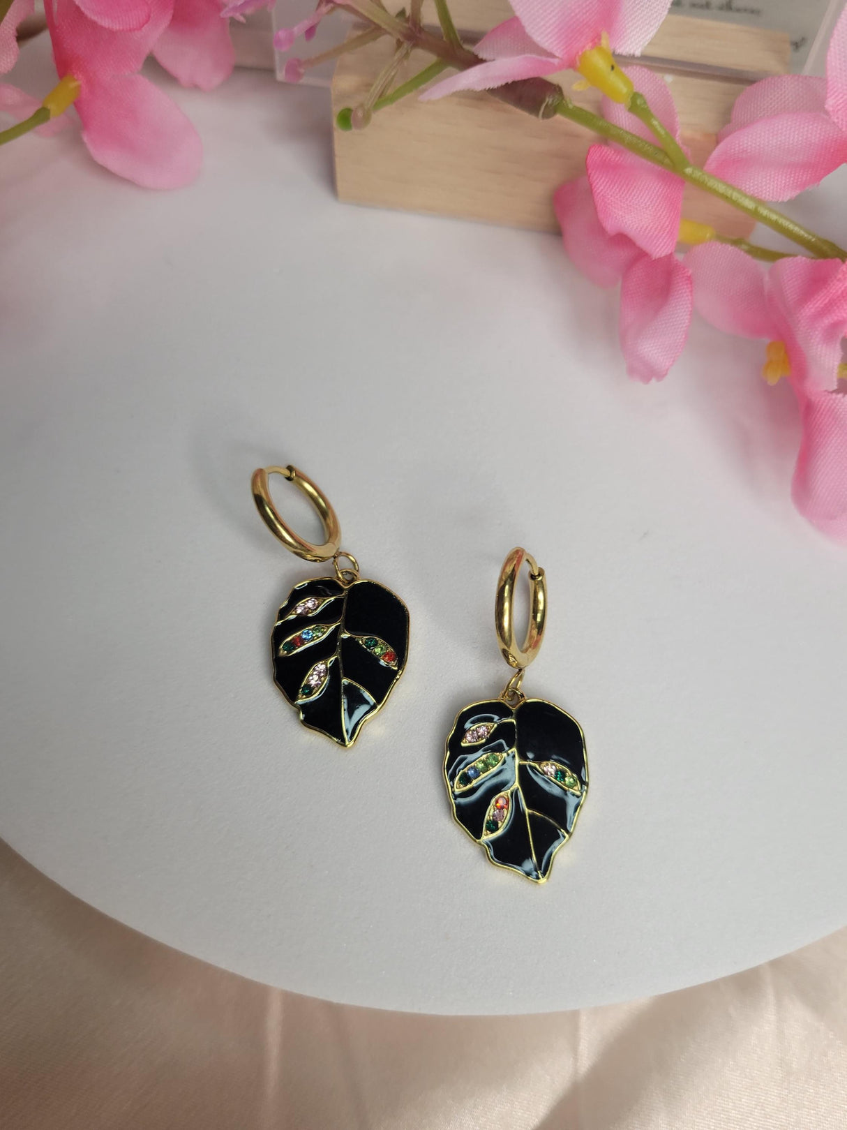 Midnight Leaf Hoops - Handmade Leaf-Shaped Earrings for Boho Style - Nature Lovers & Gift for Her