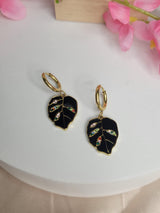 Midnight Leaf Hoops - Handmade Leaf-Shaped Earrings for Boho Style - Nature Lovers & Gift for Her