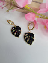 Midnight Leaf Hoops - Handmade Leaf-Shaped Earrings for Boho Style - Nature Lovers & Gift for Her