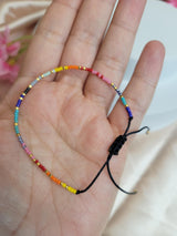 Colorful Seed Bead Adjustable Bracelet – Rainbow Boho Jewelry for All Ages, Summer Accessory