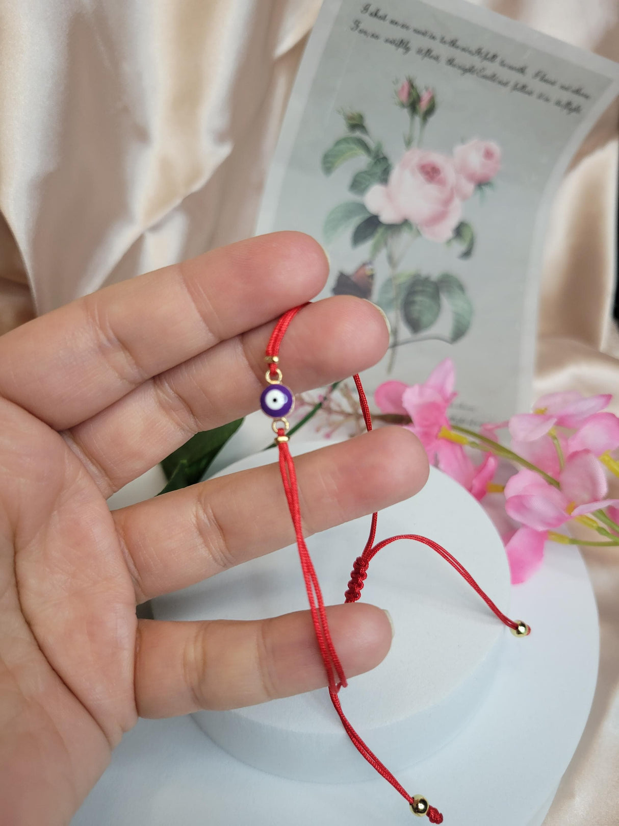 Evil Eye Bracelet, adjustable red string with protective charm, daily ward, spiritual jewelry