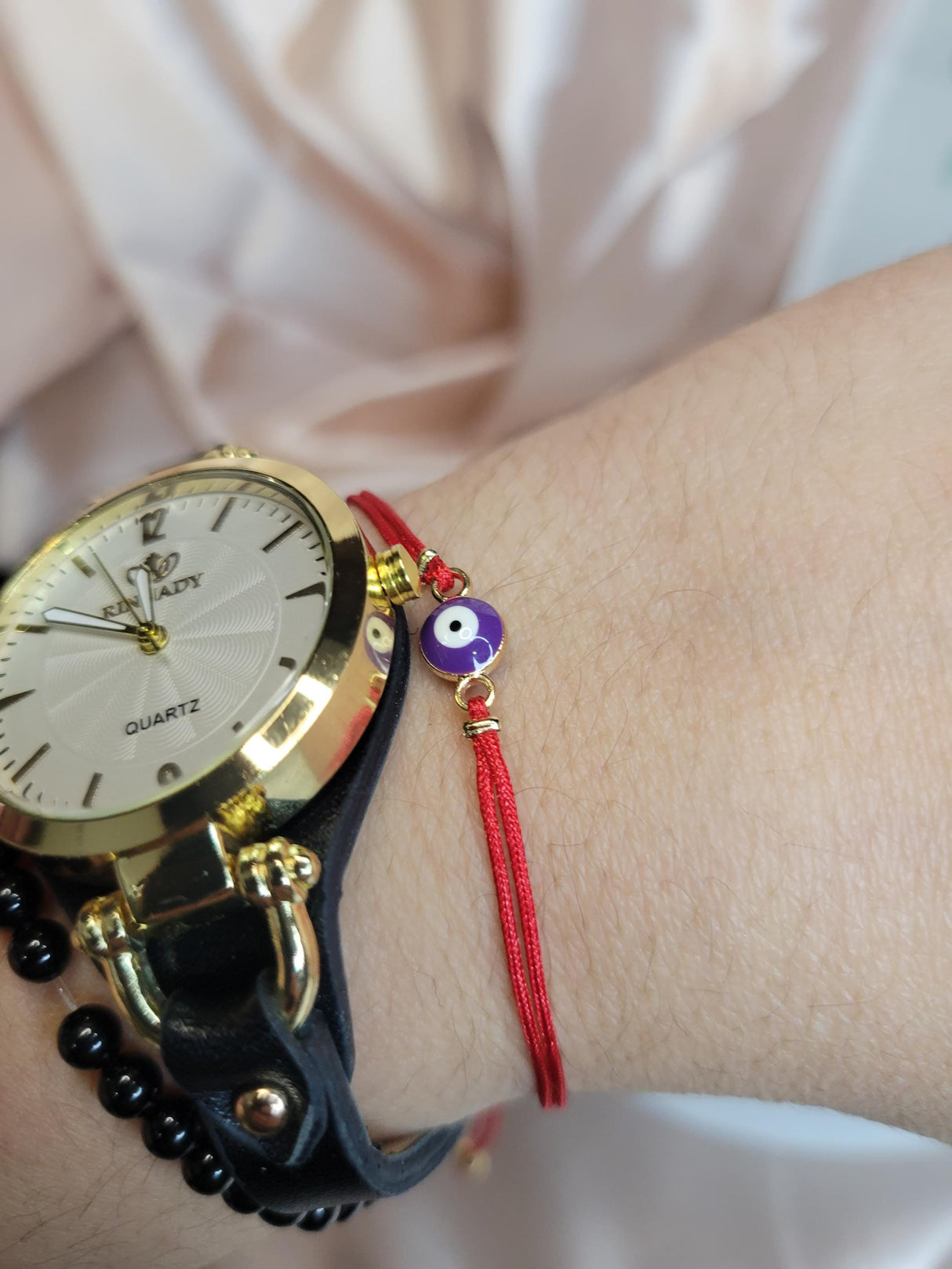 Evil Eye Bracelet, adjustable red string with protective charm, daily ward, spiritual jewelry