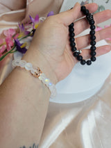 Handmade Set Black & White Beaded Jewelry for Him and Her-Couple Bracelet Set-Handmade Bracelets for Lovers