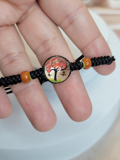 Enchanted Tree of Life & Butterflies Cord Bracelet-Nature Inspired Jewelry-Nature Growth Jewelry