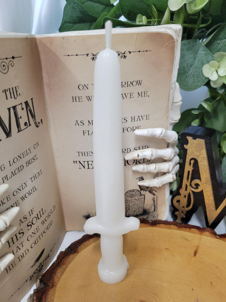 Sword Candle White – Handcrafted Paraffin Wax Decor for Medieval Themed Events or Gifts