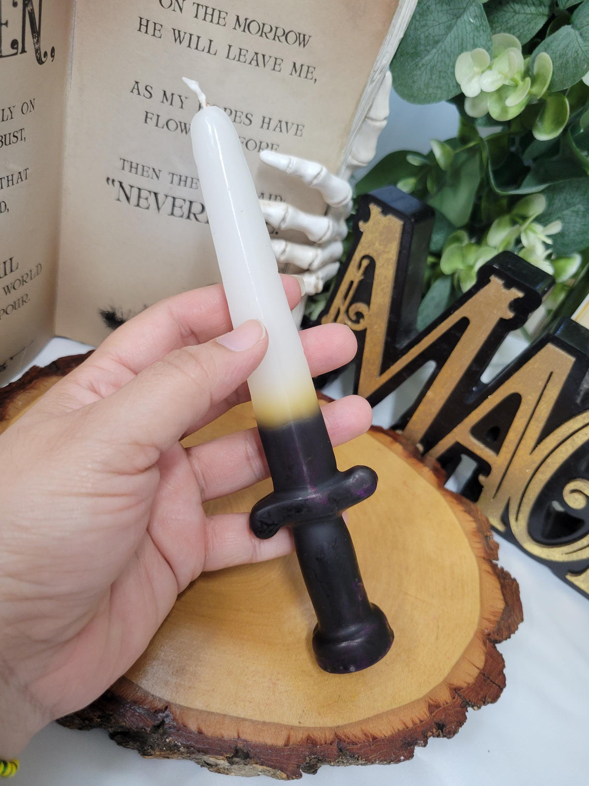 Sword Candle Black and White – Unique Wax Decor for Medieval Style Parties & Gift