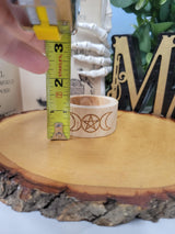 Triple Moon Pentagram Wood Tea Light Candle Holder – Handcrafted Small Sacred Decor for Witches