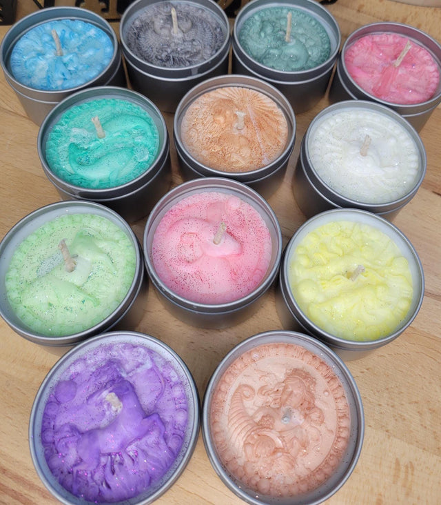 Small Zodiac Candles in Tin Jars, Handmade Scented Palm & Soy Wax, Ideal for Astrology