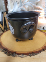 Triple Moon Pentagram Cauldron Burner Black Metal Cauldron Altar Burner