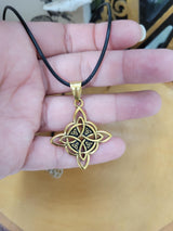 Witches Knot Gold Necklace, Protection Charm Pendant, Witches Jewelry