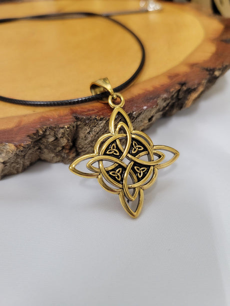 Witches Knot Gold Necklace, Protection Charm Pendant, Witches Jewelry