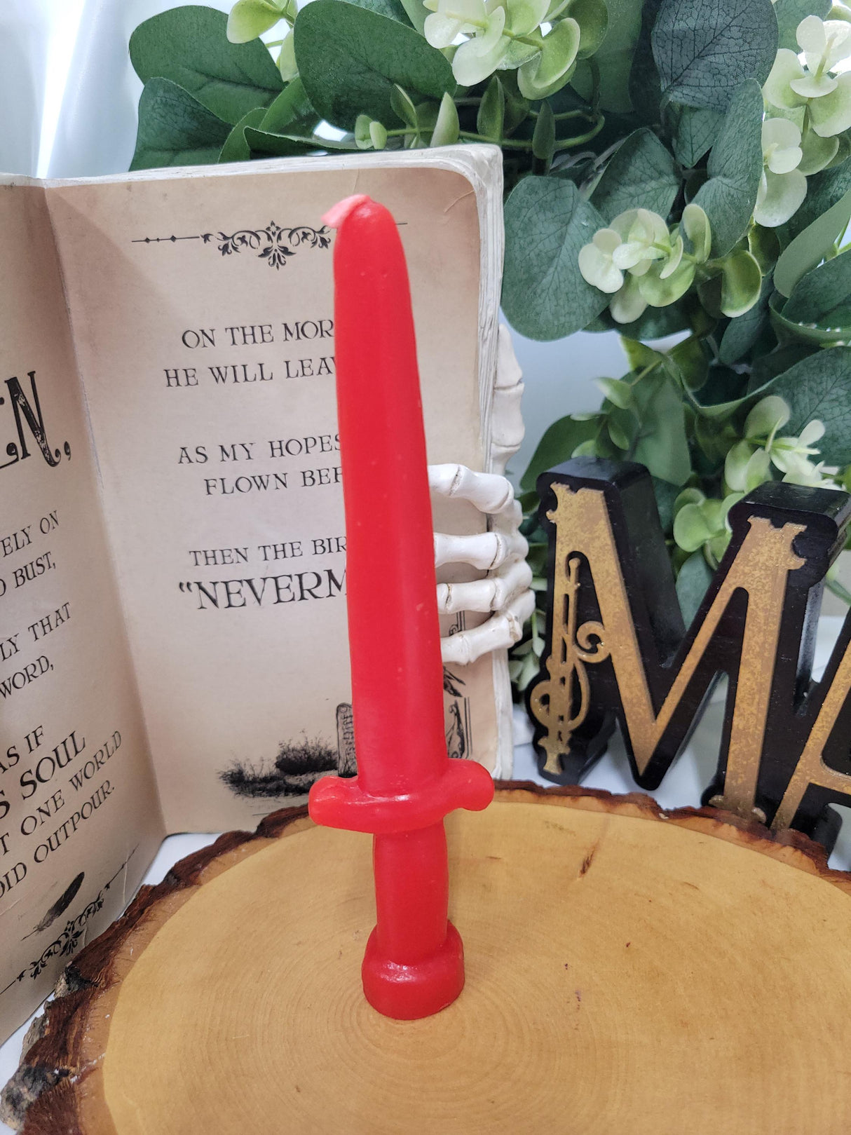 Sword Candle Red – Handcrafted Paraffin Wax Decor for Medieval Themed Events or Gifts