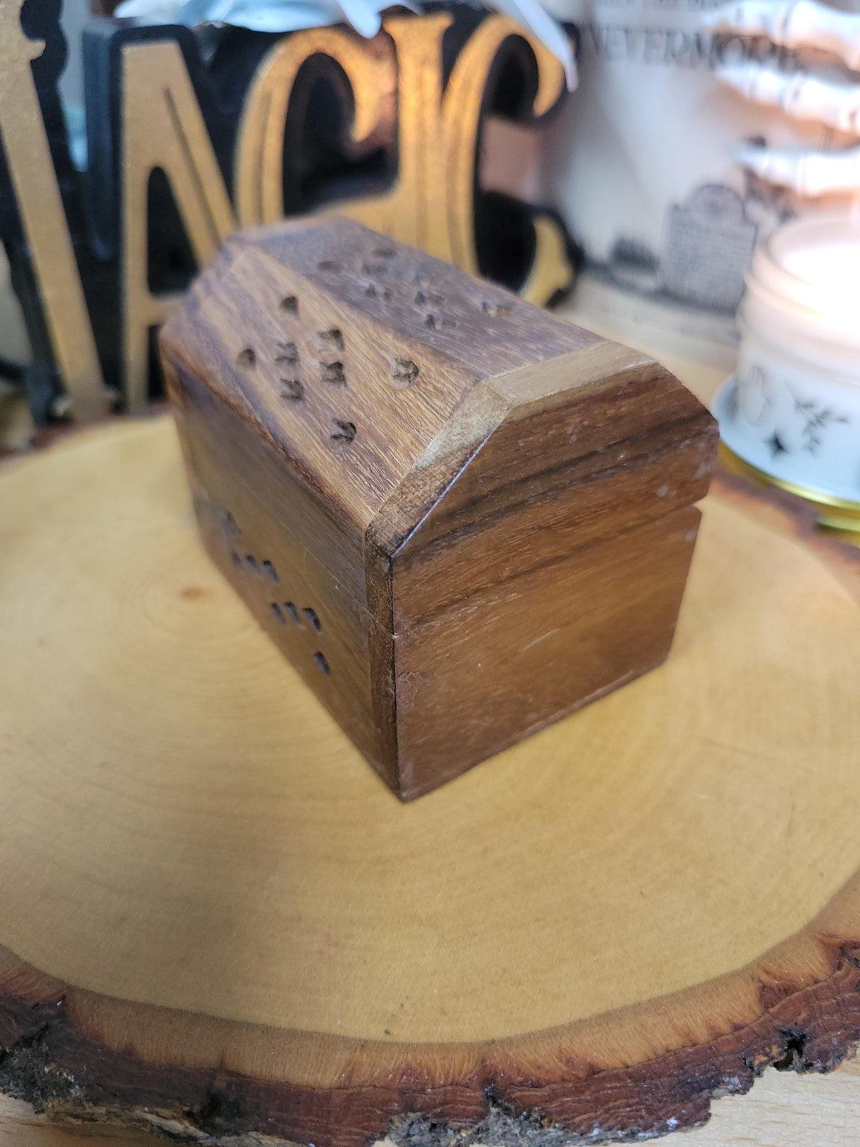 Small Wood Incense Cone Burner Handmade Home Decor Meditation and Gift for Aromatherapy Lovers