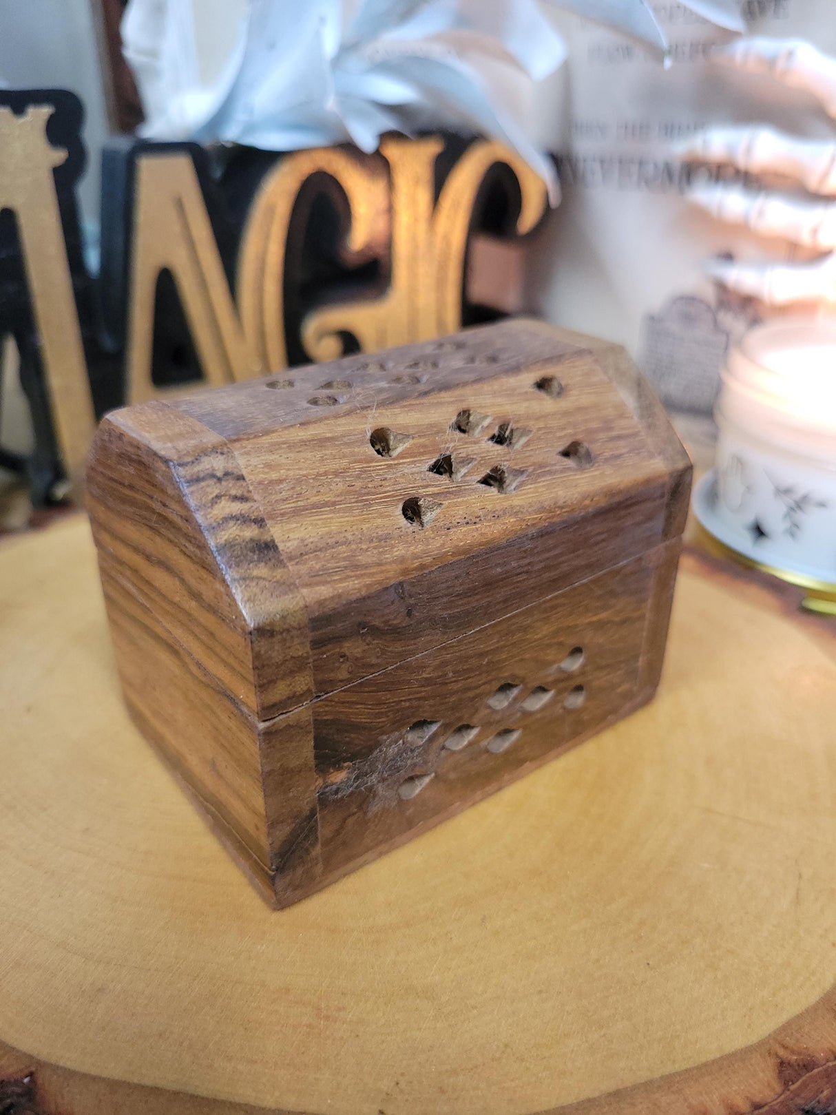 Small Wood Incense Cone Burner Handmade Home Decor Meditation and Gift for Aromatherapy Lovers