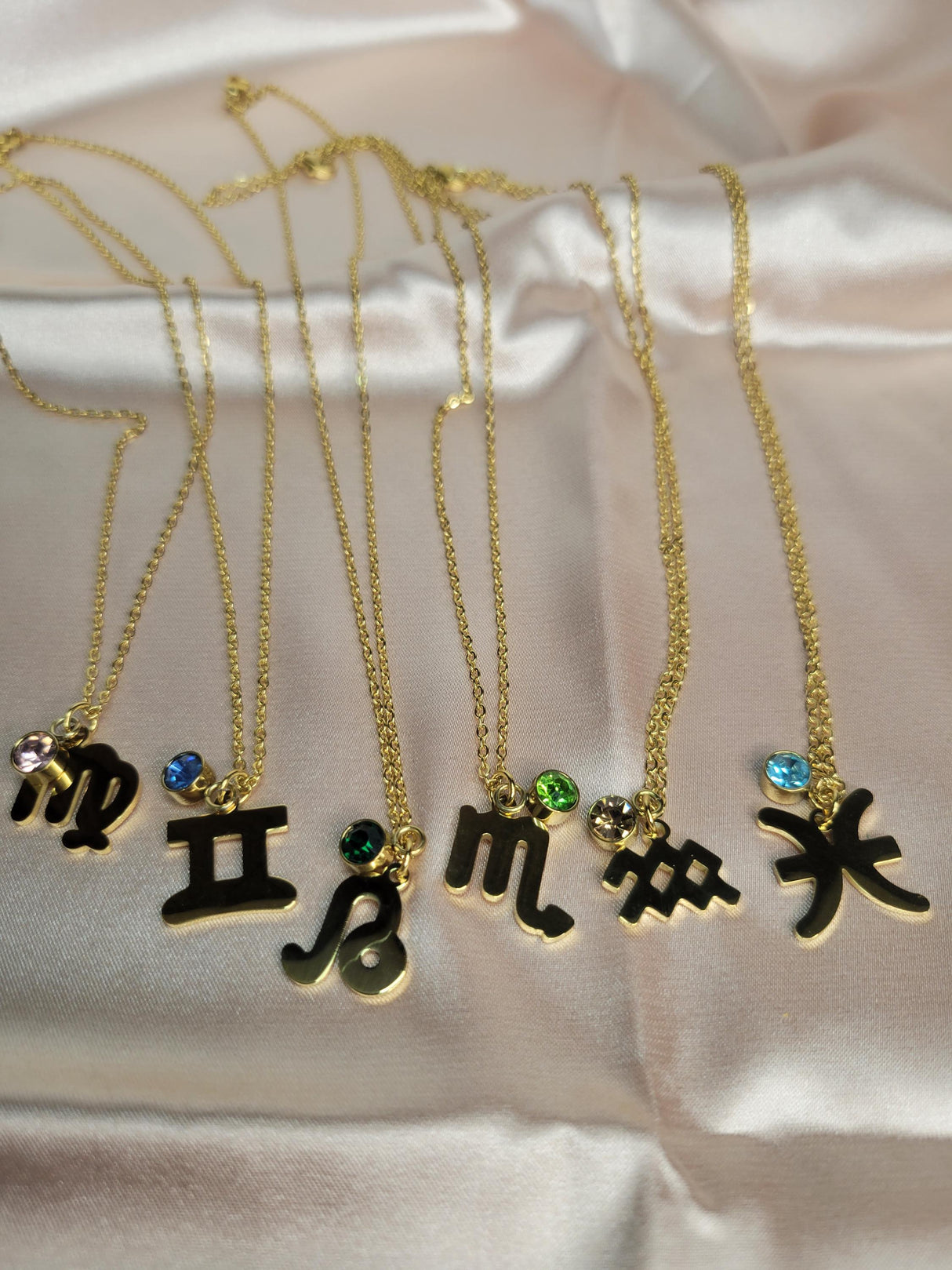 Zodiac Sign Necklace Gold – Astrology Pendant Necklace with Birthstone Charm – Horoscope Jewelry