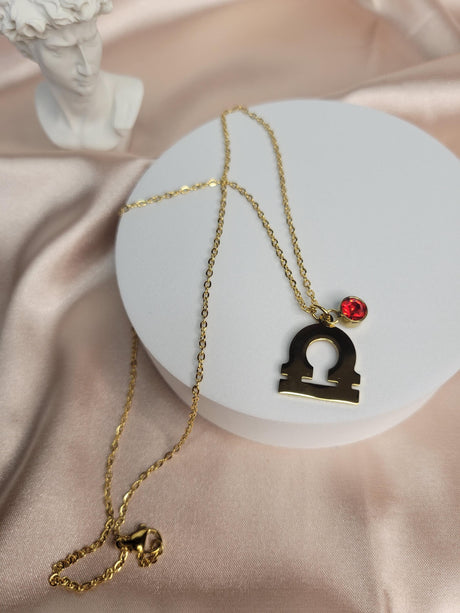 Zodiac Sign Necklace Gold – Astrology Pendant Necklace with Birthstone Charm – Horoscope Jewelry