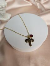 Zodiac Sign Necklace Gold – Astrology Pendant Necklace with Birthstone Charm – Horoscope Jewelry