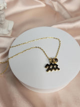 Zodiac Sign Necklace Gold – Astrology Pendant Necklace with Birthstone Charm – Horoscope Jewelry