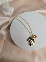 Zodiac Sign Necklace Gold – Astrology Pendant Necklace with Birthstone Charm – Horoscope Jewelry