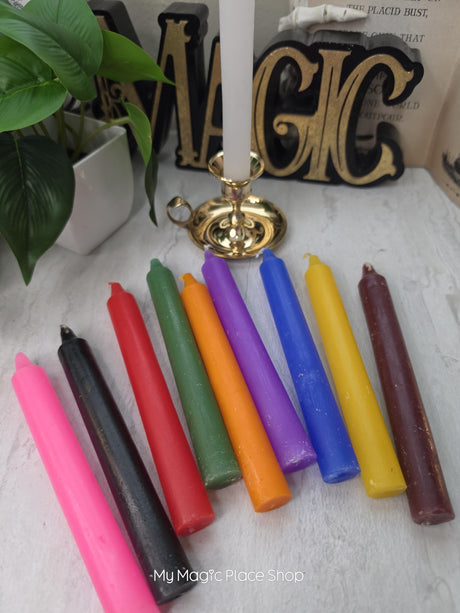 Colored Taper Candles Set with Candle Holder, Color Guide Card, Altar Decor, Meditation Gift