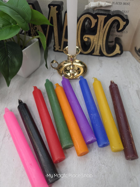 Colored Taper Candles Set with Candle Holder, Color Guide Card, Altar Decor, Meditation Gift
