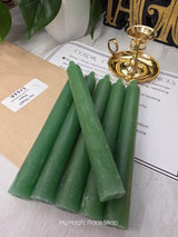 Green Colored Taper Candles Set with Candle Holder, Color Guide, Altar Decor, Meditation Gift