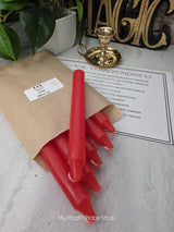 Red Colored Taper Candles Set with Candle Holder, Color Guide, Altar Decor, Meditation Gift