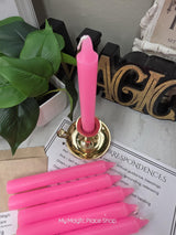 Pink Colored Taper Candles Set with Candle Holder, Color Guide, Altar Decor, Meditation Gift