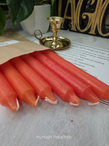 Orange Colored Taper Candles Set with Candle Holder, Color Guide, Altar Decor, Meditation Gift