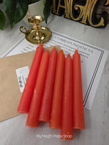 Orange Colored Taper Candles Set with Candle Holder, Color Guide, Altar Decor, Meditation Gift