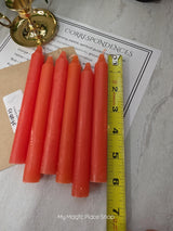 Orange Colored Taper Candles Set with Candle Holder, Color Guide, Altar Decor, Meditation Gift
