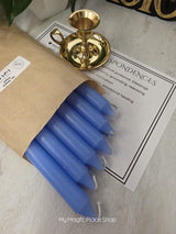 Light Blue Colored Taper Candles Set Candle Holder, Color Guide, Altar Decor, Meditation Gift
