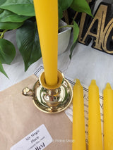 Yellow Colored Taper Candles Set with Candle Holder, Color Guide, Altar Decor, Meditation Gift
