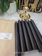 Black Colored Taper Candles Set with Candle Holder, Color Guide, Altar Decor, Meditation Gift