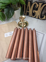 Copper Colored Taper Candles Set with Candle Holder, Color Guide, Altar Decor, Meditation Gift