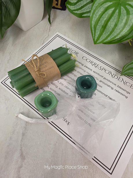 10 Colored Chime Candles Set, Custom Ritual Kit, Chime Holder, Altar Decor, Spiritual Gift