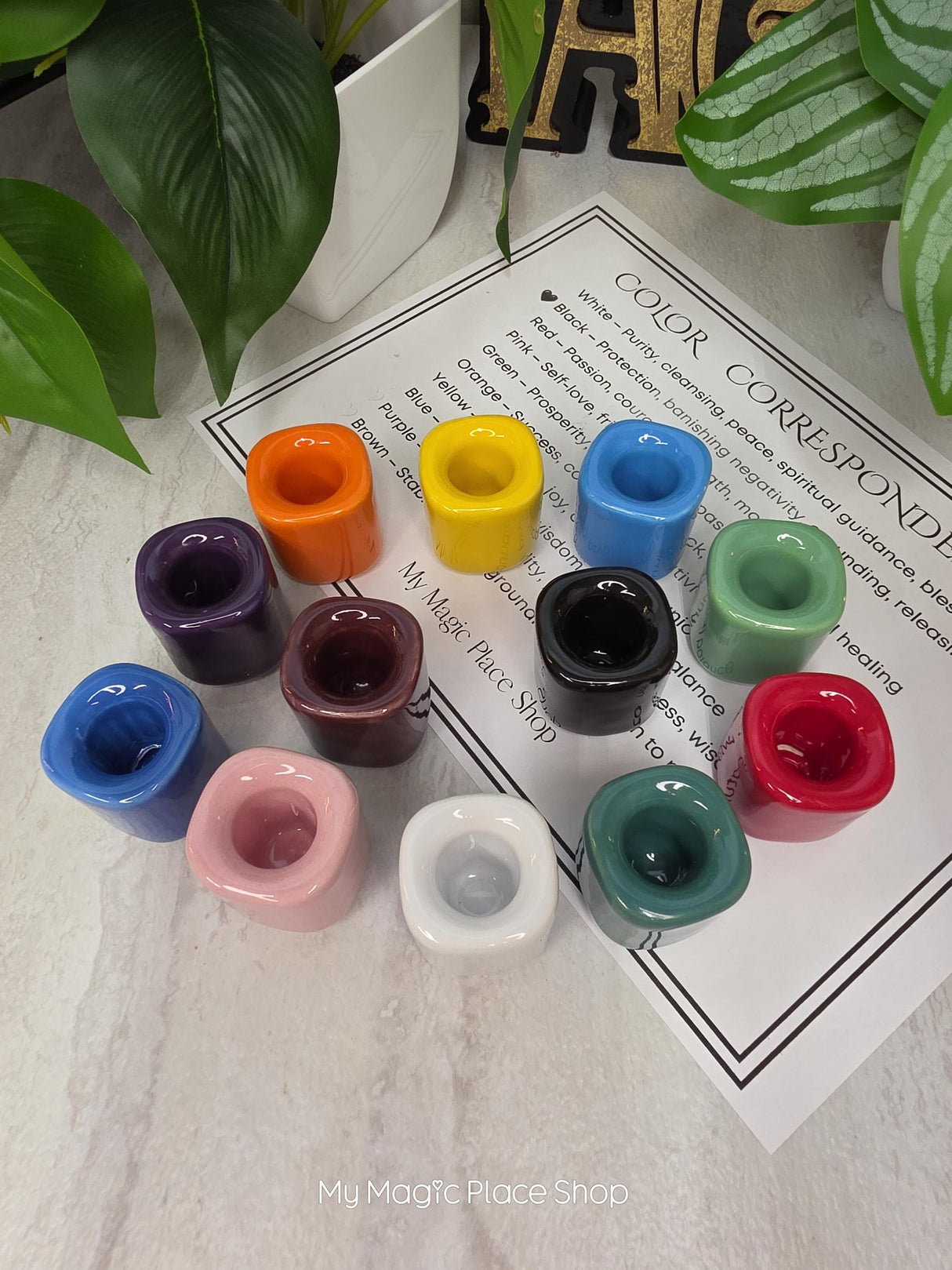 10 Colored Chime Candles Set, Custom Ritual Kit, Chime Holder, Altar Decor, Spiritual Gift