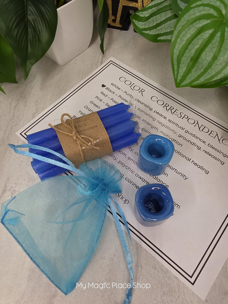 10 Colored Chime Candles Set, Custom Ritual Kit, Chime Holder, Altar Decor, Spiritual Gift