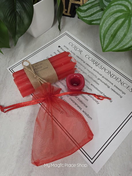 10 Colored Chime Candles Set, Custom Ritual Kit, Chime Holder, Altar Decor, Spiritual Gift