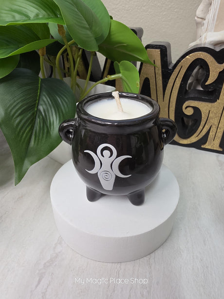 Handmade Soy Wax Cauldron Candle | Mini Ceramic | Personalized Scent Choice | Witchy