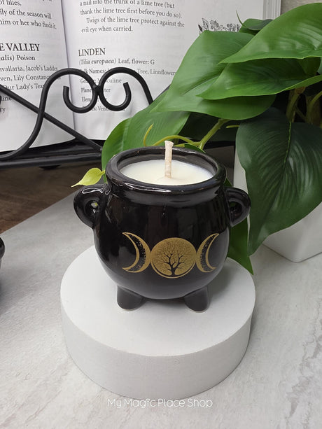 Handmade Soy Wax Cauldron Candle | Mini Ceramic | Personalized Scent Choice | Witchy