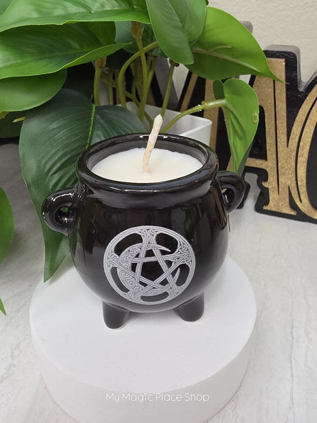 Handmade Soy Wax Cauldron Candle | Mini Ceramic | Personalized Scent Choice | Witchy