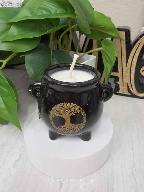 Handmade Soy Wax Cauldron Candle | Mini Ceramic | Personalized Scent Choice | Witchy