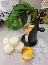 Black Adjustable Brass Candle Burner Kit | Includes 6 Handmade Soy Tea Lights & Instructions Set